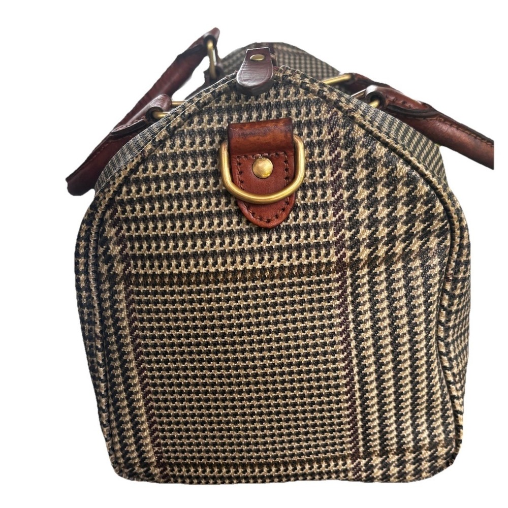 Vintage Polo Ralph Lauren Boston Bag W/ Houndstooth Pattern & Leather Handles - Picture 4 of 9